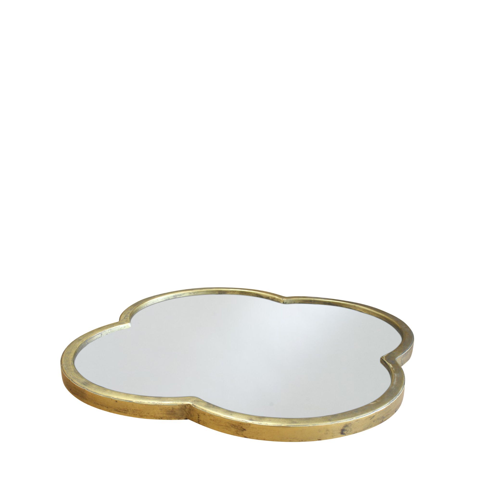 Gold 40.5cm Metal and Glass Clover Tray