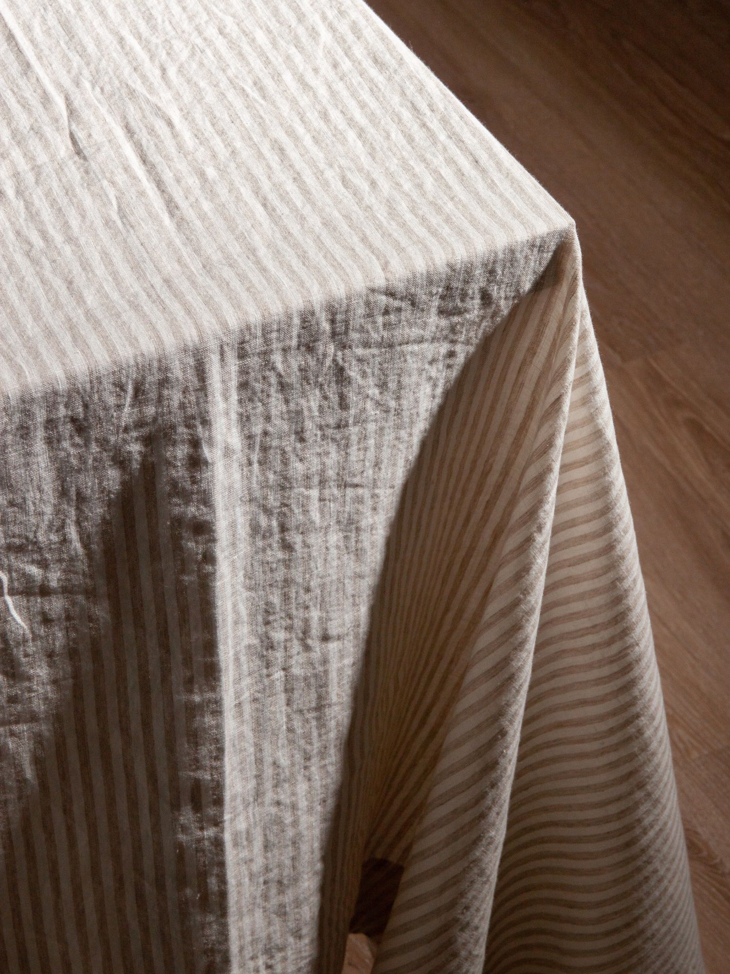 Natural Stripe 170 x 300cm French Linen Tablecloth 