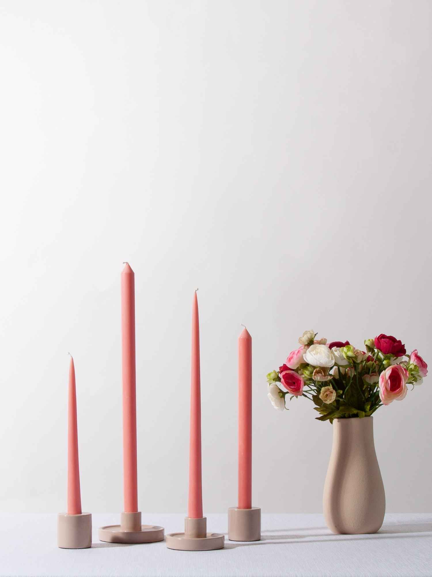 Coral Pink 40cm Dinner Candle, Pack of 4