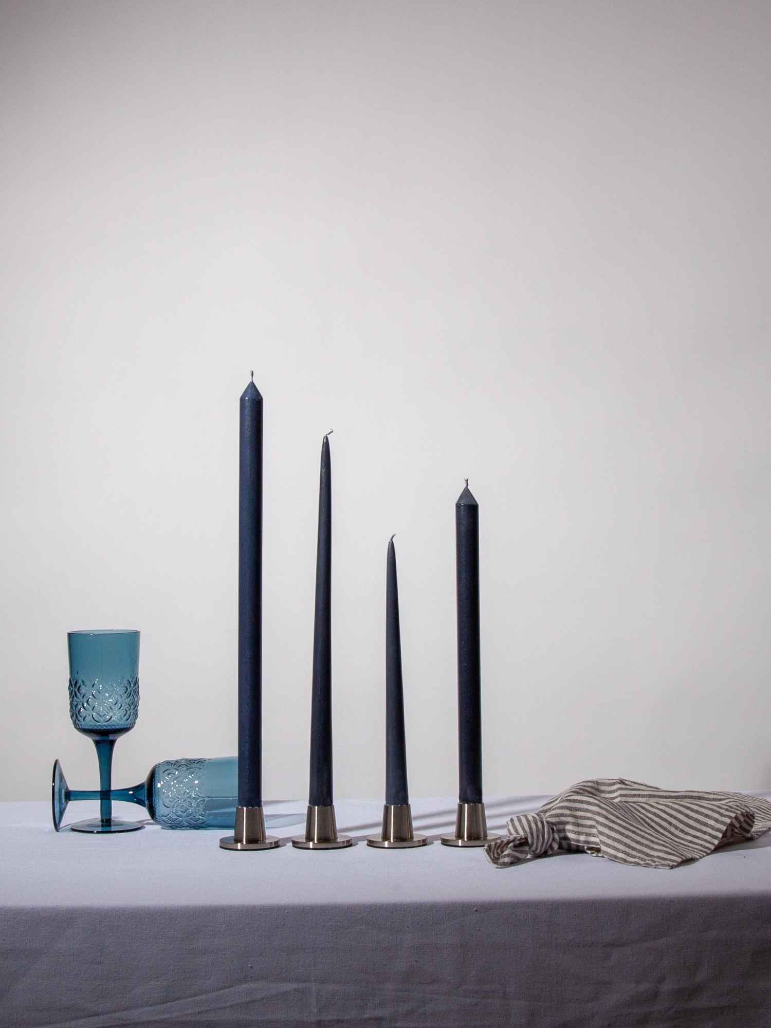 Steel Blue 40cm Dinner Candle, Pack of 4