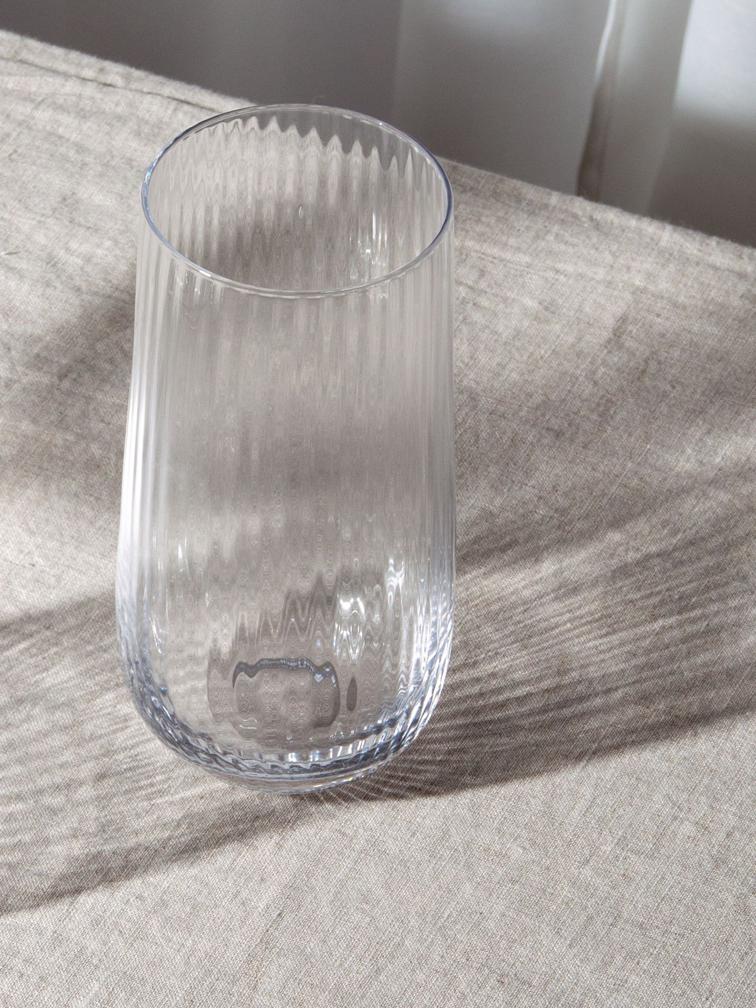 Clear Ribbed Glass Tall Tumbler, Pack of 4