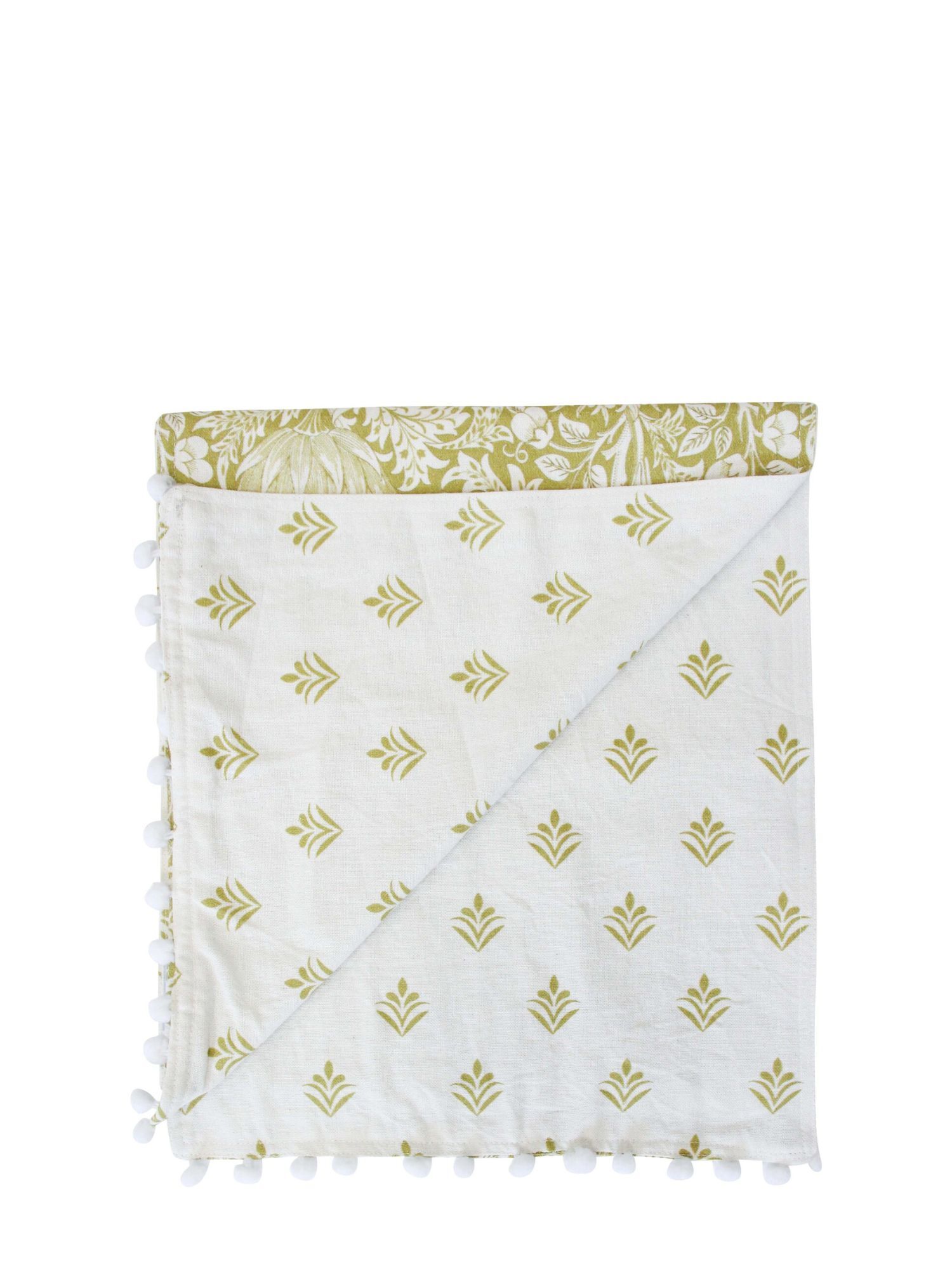 Gold and White 135cm x 30cm Cotton Table Runner