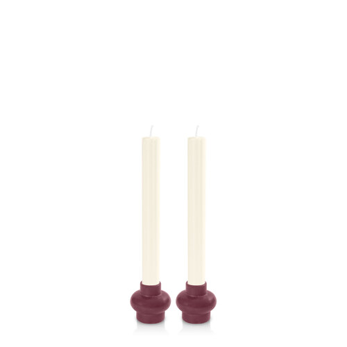 Burgundy and Ivory Majorca Dinner Candle, Pack of 2