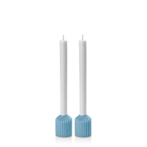 French Blue and White Avignon Dinner Candle, Pack of 2