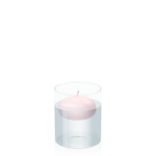 Blush Pink 7.5cm Floating Candle in 10cm x 12cm Glass
