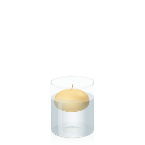 Gold 7.5cm Floating Candle in 10cm x 12cm Glass