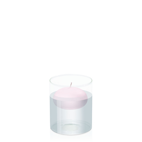 Pastel Pink 7.5cm Floating Candle in 10cm x 12cm Glass