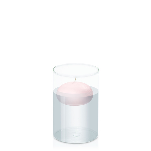 Blush Pink 7.5cm Floating Candle in 10cm x 15cm Glass