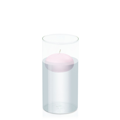Pastel Pink 7.5cm Floating Candle in 10cm x 20cm Glass