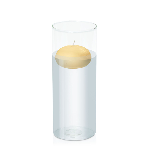 Gold 7.5cm Floating Candle in 10cm x 25cm Glass