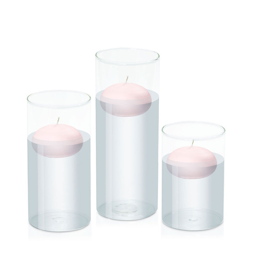 Blush Pink 7.5cm Floating in 10cm Glass Set - Med