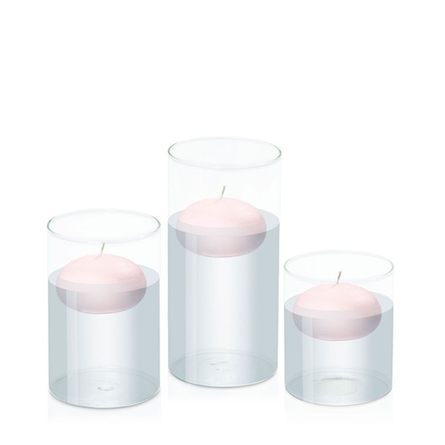 Blush Pink 7.5cm Floating in 10cm Glass Set - Sm