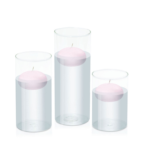 Pastel Pink 7.5cm Floating in 10cm Glass Set - Med