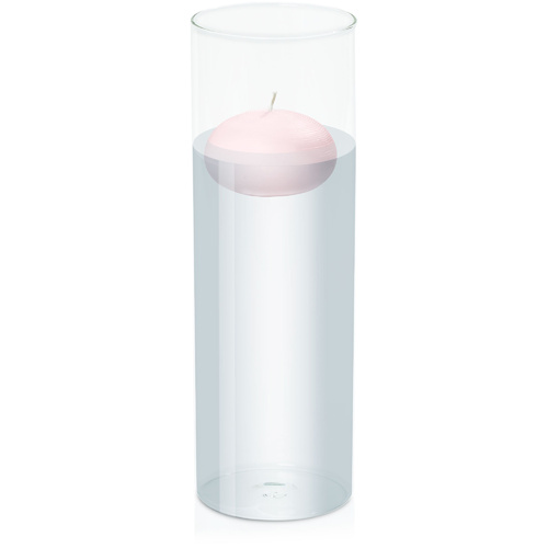 Blush Pink 7.5cm Floating Candle in 10cm x 30cm Glass