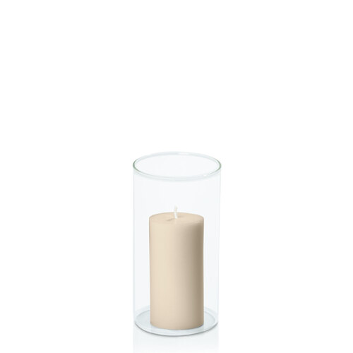 Sandstone 5cm x 10cm Pillar in 8cm x 15cm Glass