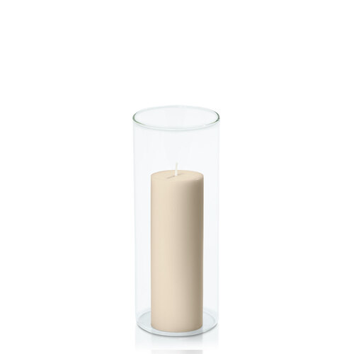 Sandstone 5cm x 15cm Pillar in 8cm x 20cm Glass