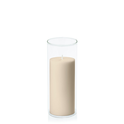 Sandstone 7cm x 15cm Pillar in 8cm x 20cm Glass