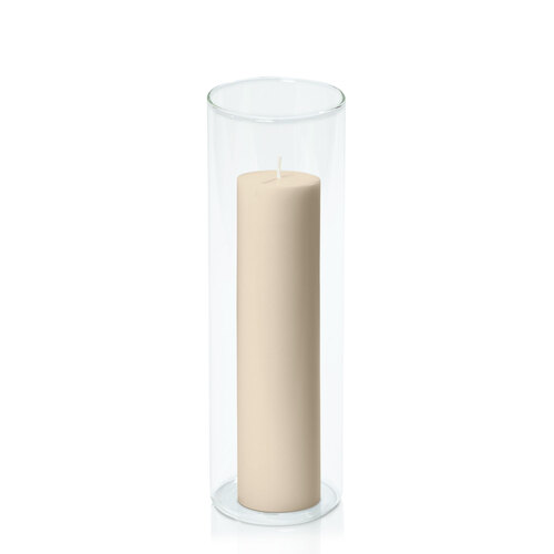 Sandstone 5cm x 20cm Pillar in 8cm x 25cm Glass