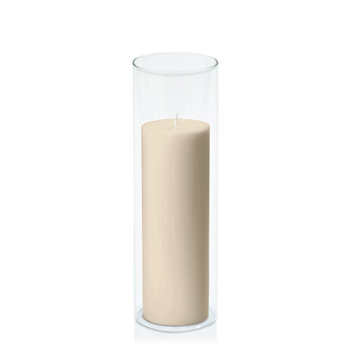 Sandstone 7cm x 20cm Pillar in 8cm x 25cm Glass