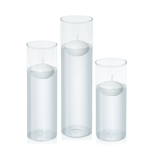 White 6cm Event Floating in 8cm Glass Set - Lg