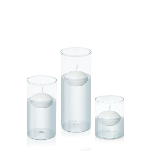 White 6cm Event Floating in 8cm Glass Set - Sm