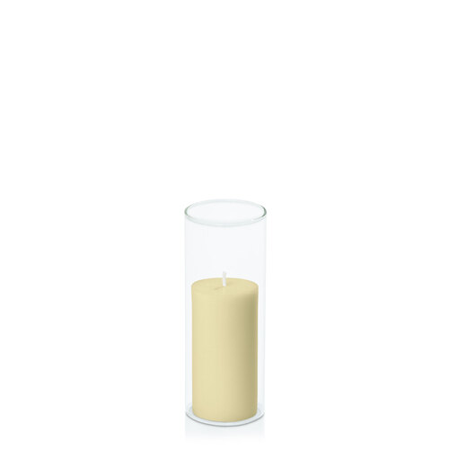 Buttercream 5cm x 10cm Pillar in 5.8cm x 15cm Glass