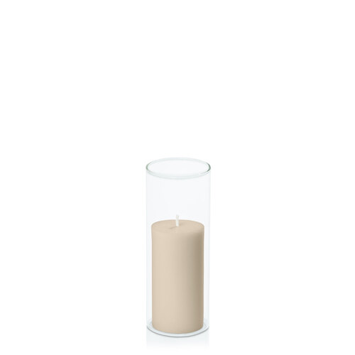 Sandstone 5cm x 10cm Pillar in 5.8cm x 15cm Glass