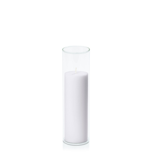 Silver Grey 5cm x 15cm Pillar in 5.8cm x 20cm Glass