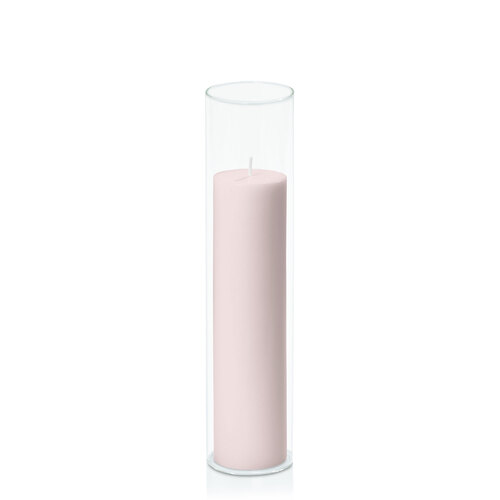 Antique Pink 5cm x 20cm Pillar in 5.8cm x 25cm Glass