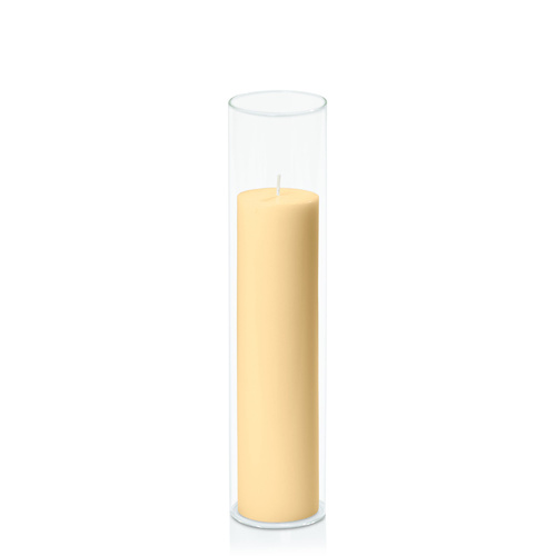 Gold 5cm x 20cm Pillar in 5.8cm x 25cm Glass