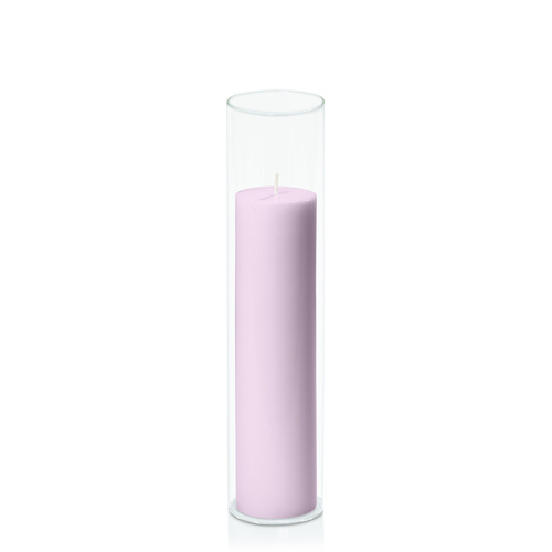 Lilac 5cm x 20cm Pillar in 5.8cm x 25cm Glass