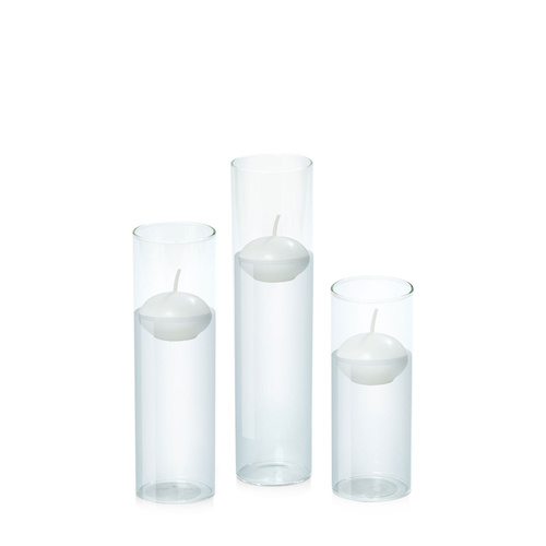 White 4cm Event Floating Candle in 5.8cm Glass Set - Lg