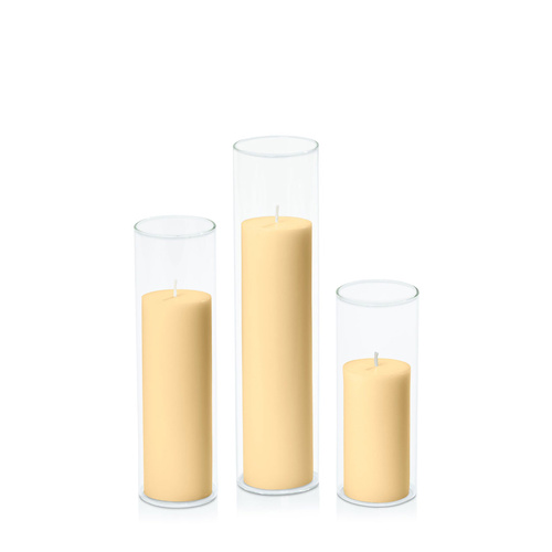 Gold 5cm Pillar in 5.8cm Glass Set - Lg