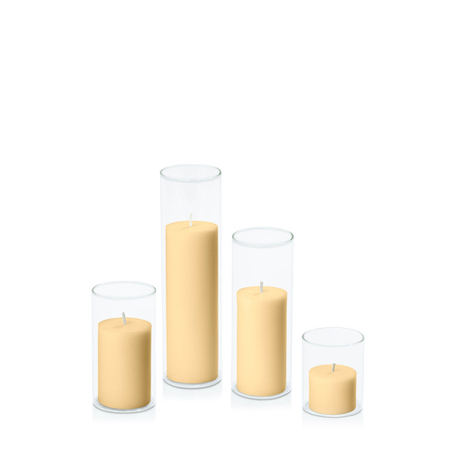 Gold 5cm Pillar in 5.8cm Glass Set - Sm