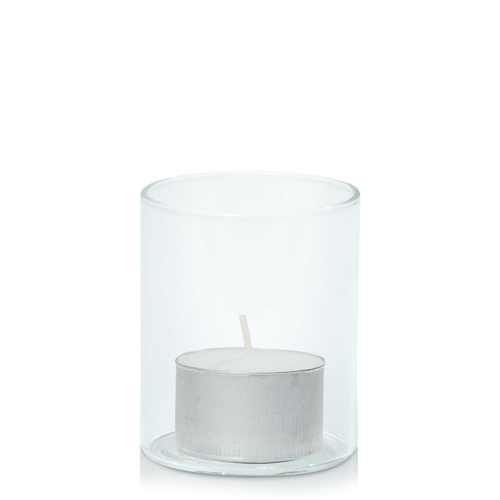 White 4cm Event Tealight in  5.8cm x 7cm Glass, Pack of 24