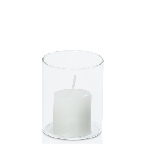 White Mini Event Pillar in 5.8cm x 7cm Glass, Pack of 24