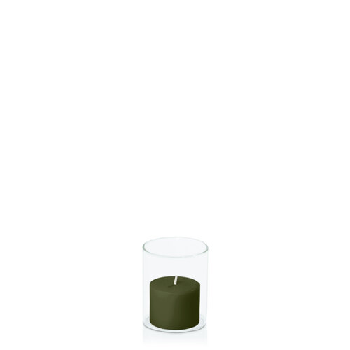 Olive 5cm x 4cm Pillar in 5.8cm x 7cm Glass