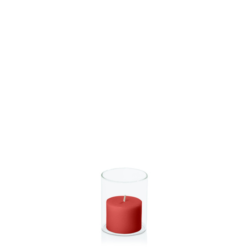 Red 5cm x 4cm Pillar in 5.8cm x 7cm Glass