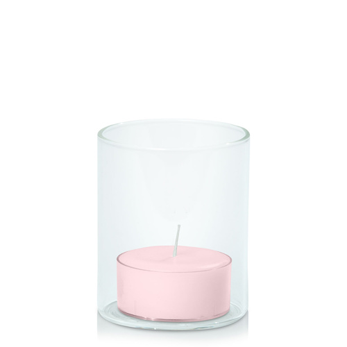 Blush Pink Tealight in 5.8cm x 7cm Glass, Pack of 24