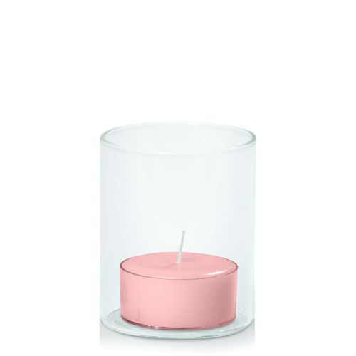 Coral Pink Tealight in 5.8cm x 7cm Glass, Pack of 24