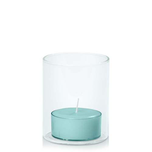 Pastel Teal Tealight in 5.8cm x 7cm Glass, Pack of 24