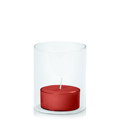 Red Tealight in 5.8cm x 7cm Glass, Pack of 24