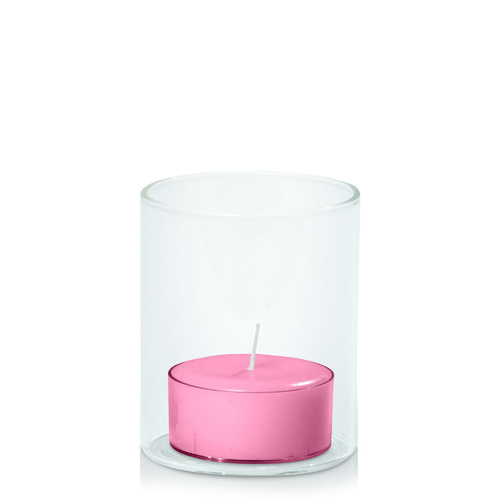 Rose Pink Tealight in 5.8cm x 7cm Glass, Pack of 24
