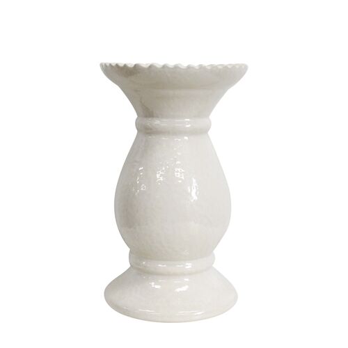 White 22.5cm Ceramic Pillar Candle Holder