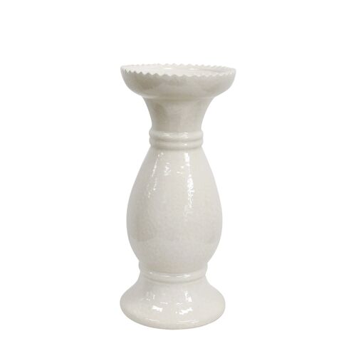 White 29.5cm Ceramic Pillar Candle Holder