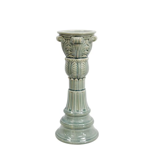 Pale Eucalypt 33cm Ceramic Pillar Candle Holder