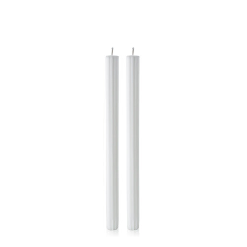White 30cm Fluted Dinner Candle, Pack of 2