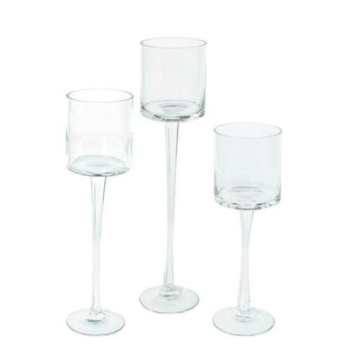 Clear 10cm Glass Holder with Stem Set