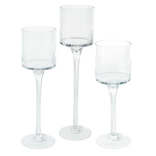 Clear 8cm Glass Holder with Stem Set