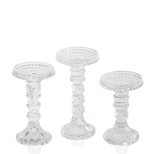 Celestia Glass Candle Holder Trio, Pack of 6 Sets